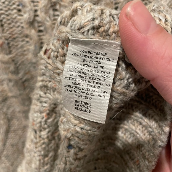 Women’s Treasure & Bond Tan Speckled Cable Crewneck Sweater Size Extra Small - Picture 6 of 9